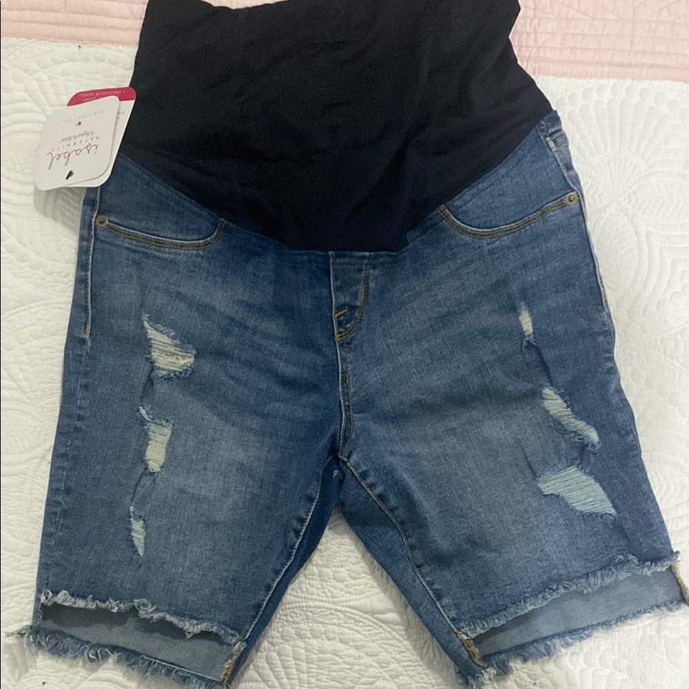 Blue Denim Maternity Shorts